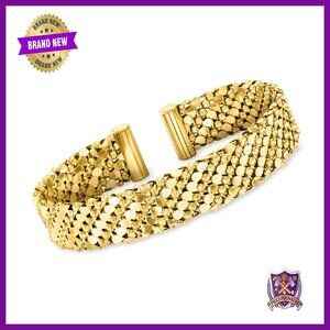 14kt Gold Plated Cuff Bracelet, 1/2 Inch Wide, Italian Made